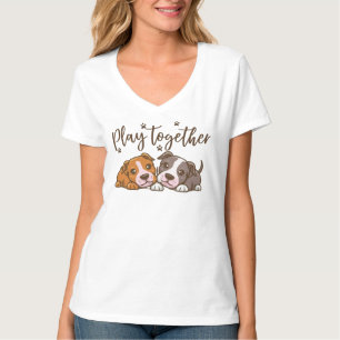 Play together design for women's V-neck t-shirt