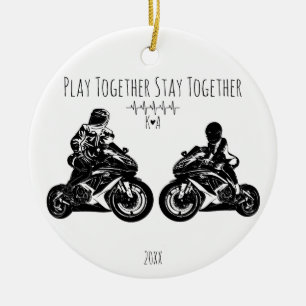 Play Together...Personalised Motorcycle Ceramic Tree Decoration