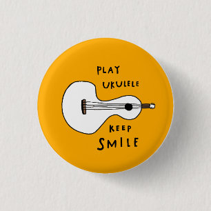 Play ukulele, keep smile 3 cm round badge