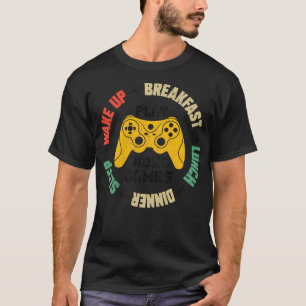Play Video Games Daily Routine Funny Gaming Saying T-Shirt