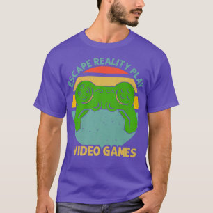 Play Video Games Gamer Controller Retro Sunset Fun T-Shirt