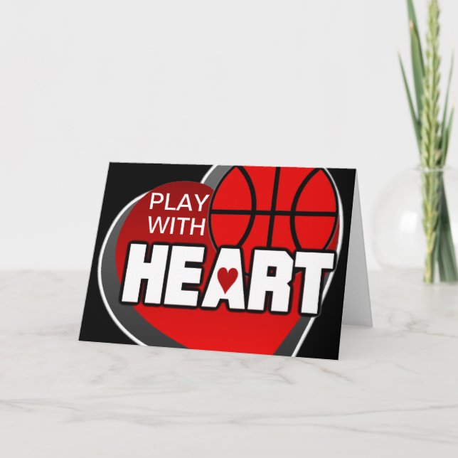 Play With Heart Basketball Greetings Card (Front)