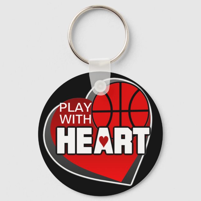 Play With Heart Basketball Keychain (Front)