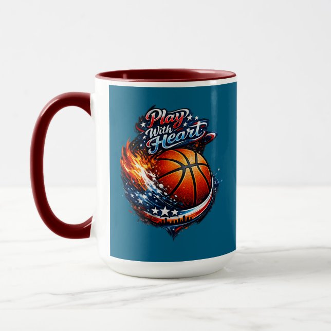 Play With Heart Basketball Motivational Combo Mug (Left)