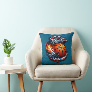 Play With Heart Basketball Motivational Throw Pill Cushion