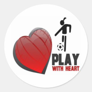 PLAY WITH HEART GIRL'S SOCCER CLASSIC ROUND STICKER