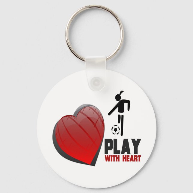 PLAY WITH HEART GIRL'S SOCCER KEY RING (Front)