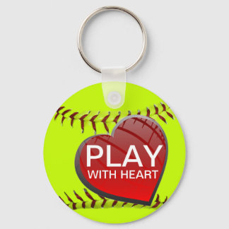 Play With Heart Softball Keychain