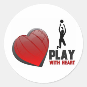 PLAY WITH HEART VOLLEYBALL CLASSIC ROUND STICKER