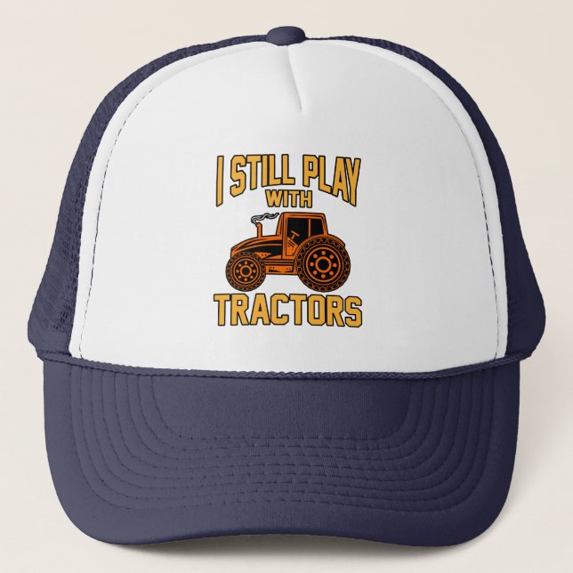 Play With Tractors Car Mechanic Auto Mechanics Trucker Hat (Front)