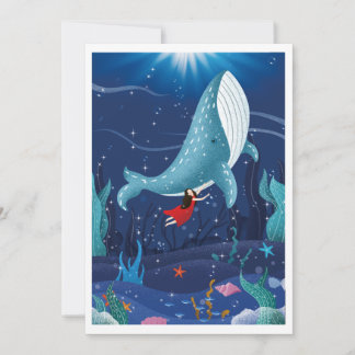 play with whale in the sea holiday card