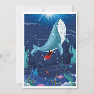 play with whale in the sea holiday card
