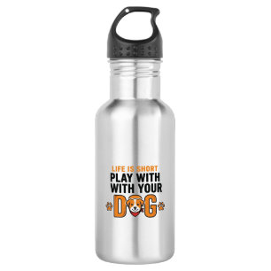 Play With Your Dog Funny Vintage Engraving Design_ 532 Ml Water Bottle