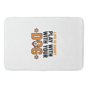 Play With Your Dog Funny Vintage Engraving Design_ Bath Mat
