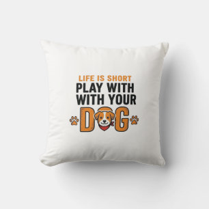 Play With Your Dog Funny Vintage Engraving Design_ Cushion