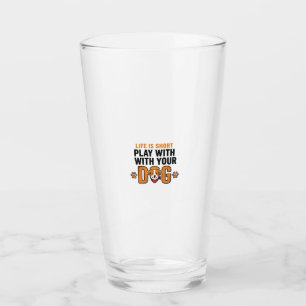 Play With Your Dog Funny Vintage Engraving Design_ Glass
