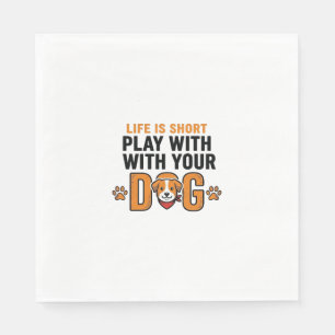 Play With Your Dog Funny Vintage Engraving Design_ Napkin