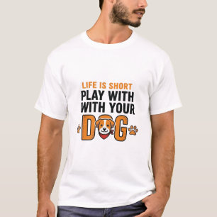 Play With Your Dog Funny Vintage Engraving Design_ T-Shirt