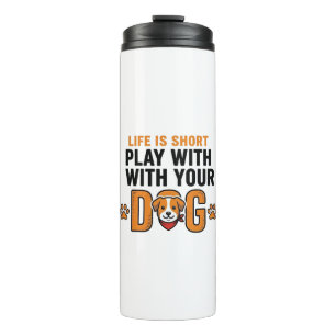 Play With Your Dog Funny Vintage Engraving Design_ Thermal Tumbler