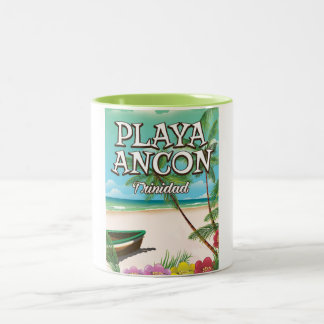 Playa Ancón Trinidad travel poster Two-Tone Coffee Mug