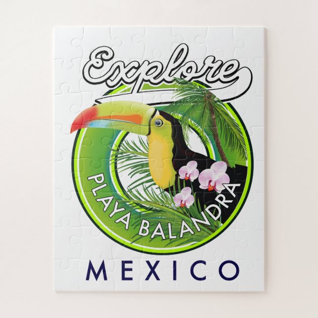 Playa Balandra Mexico retro logo Jigsaw Puzzle (Vertical)
