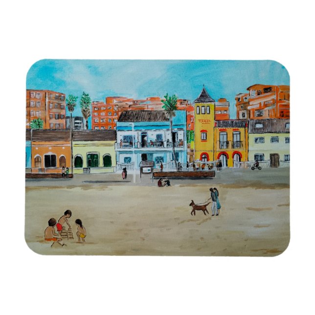 Playa de la Malvarrosa Painting by Alfred Fox Magnet (Horizontal)