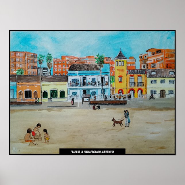 Playa de la Malvarrosa Painting by Alfred Fox Poster (Front)