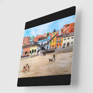 Playa de la Malvarrosa Painting by Alfred Fox Square Wall Clock