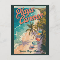 Playa del Carmen Beach Illustration Travel Art