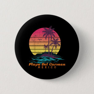 Playa Del Carmen Beach Mexico Tropical Sunset 6 Cm Round Badge