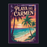 Playa del Carmen Illustration Travel Art Vintage Postcard<br><div class="desc">Playa del Carmen retro vector travel design. Playa del Carmen is a lively beach town on Mexico’s Caribbean coast,  known for turquoise waters,  white-sand beaches,  and a vibrant social scene. Located in the heart of the Riviera Maya,  it offers easy access to cenotes,  reefs,  and ancient Mayan sites.</div>