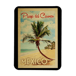 Playa del Carmen Magnet Palm Tree Vintage Travel