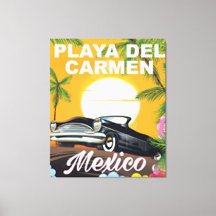 Playa del Carmen Mexican car travel poster Canvas Print