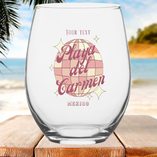 Playa del Carmen Mexico accessory souvenir Stemless Wine Glass