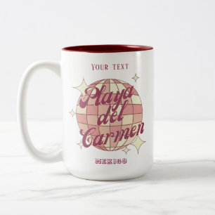 Playa del Carmen Mexico city souvenir cafe Two-Tone Coffee Mug