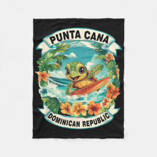 Playa Del Carmen Mexico Cute Sea Turtle Surfing Su Fleece Blanket