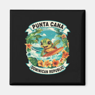 Playa Del Carmen Mexico Cute Sea Turtle Surfing Su Magnet