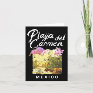 Playa Del Carmen Mexico Floral Vintage T Shirt Card