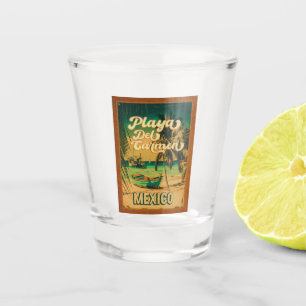 Playa del Carmen Mexico Palm Tree Vintage Travel Shot Glass