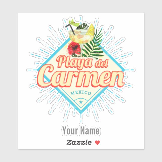 Playa del Carmen Mexico Retro Cocktail Vintage (Sheet)