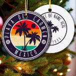 Playa del Carmen Mexico Retro Palm tree 60s Ceramic Tree Decoration<br><div class="desc">Playa del Carmen beach design. The beaches of Mexico are the best destination for summer vacation. You can gift this design to yourself or to someone who is going to summer at Playa del Carmen Playa. It is designed for surfers. For all beach lovers, this is for you. - "...</div>