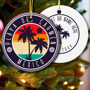 Playa del Carmen Mexico Retro Palm tree 60s Ceramic Tree Decoration