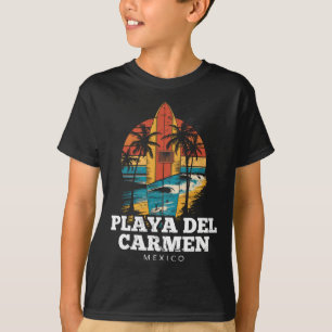 Playa Del Carmen Mexico Surfboard Surfing Retro T-Shirt