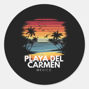 Playa Del Carmen Mexico Surfboard Surfing Vintage Classic Round Sticker