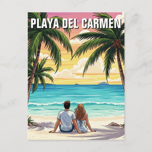 Playa Del Carmen Mexico Travel Beach Postcard (Front)