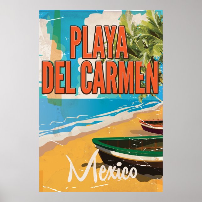 Playa del Carmen Vintage travel poster print (Front)