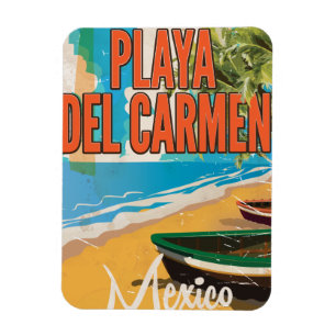 Playa del Carmen Vintage travel poster print Magnet