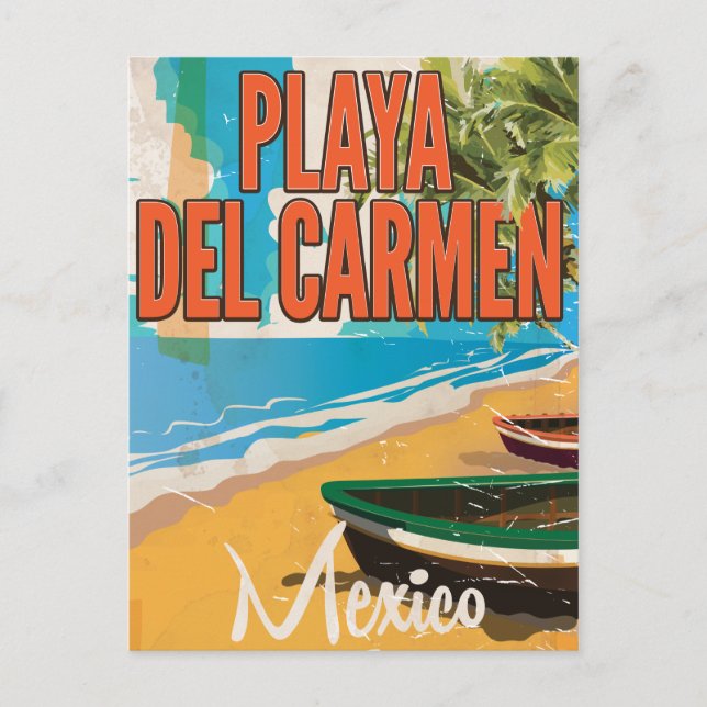 Playa del Carmen Vintage travel poster print Postcard (Front)