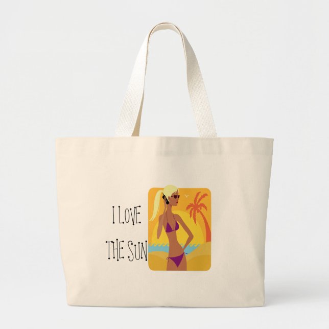 playa, I LOVE THE SUN Large Tote Bag (Front)