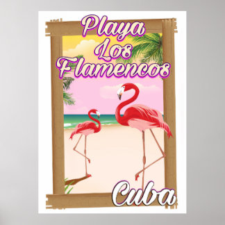 Playa Los Flamencos Cuba travel poster